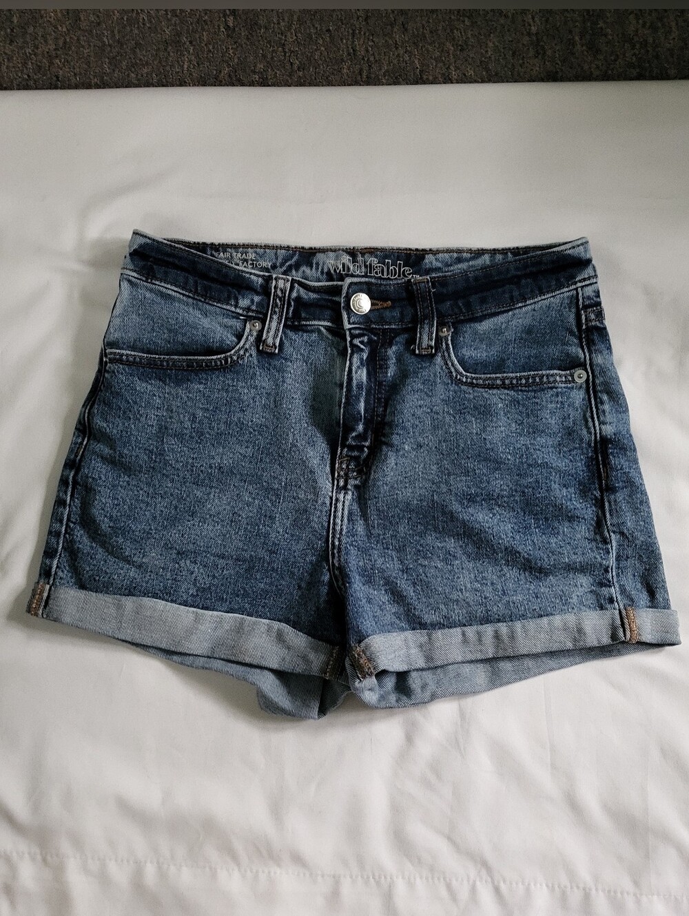Wild Fable Medium Blue Wash Denim Cuffed High Rise Jean Shorts